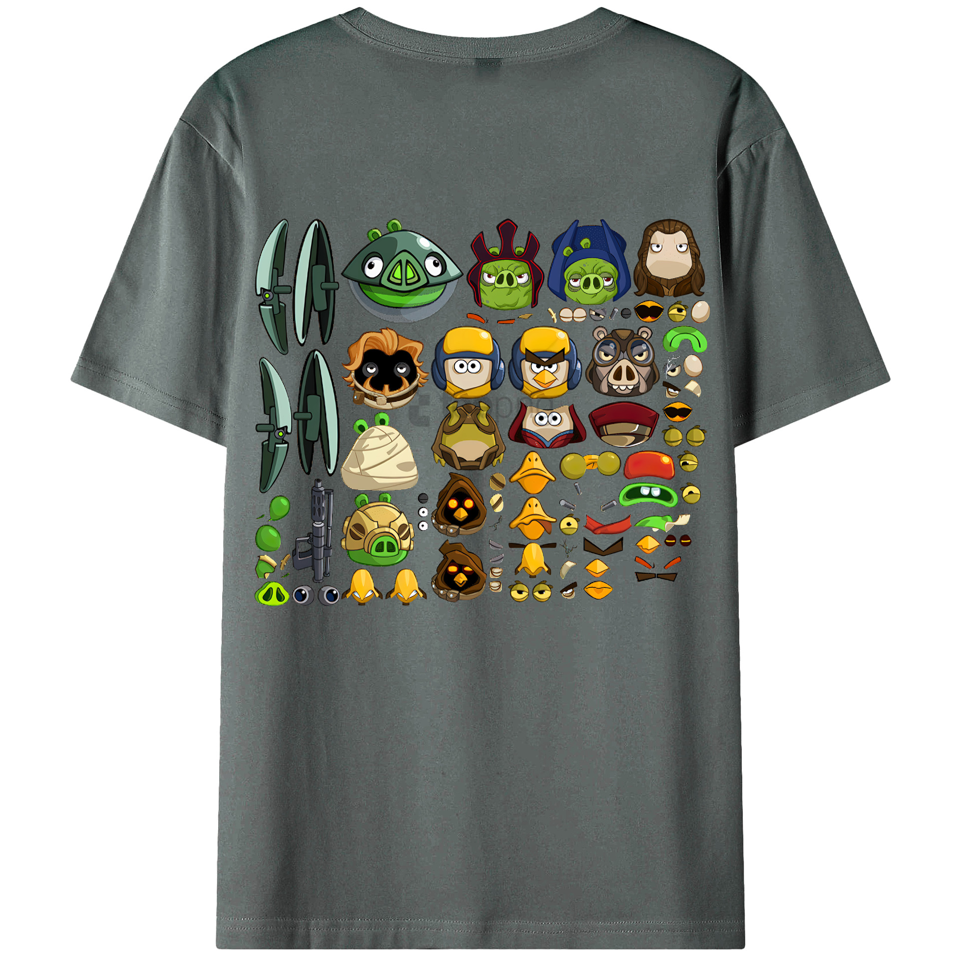 （画像用） Angry Birds アングリーバード 綿100％ メンズ半袖Tシャツ（バックプリント） 通気性